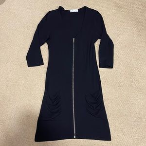 Black zippered sweater dress